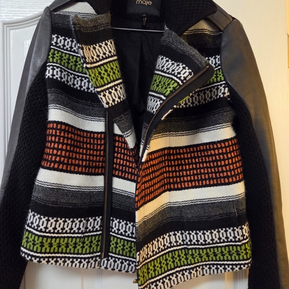 Maje Black Multicolor Patterned Jacket